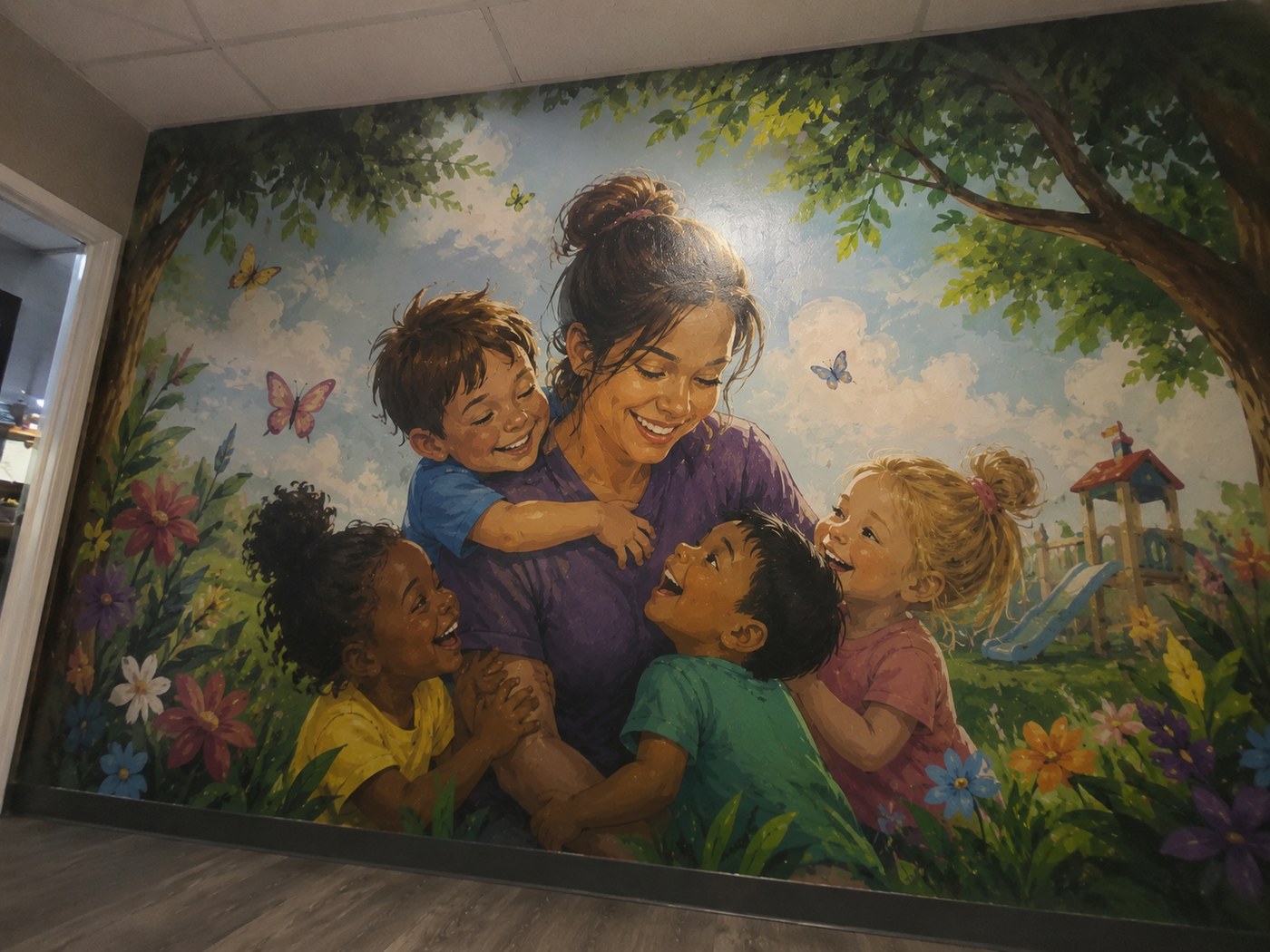 Daycare center children wall mural