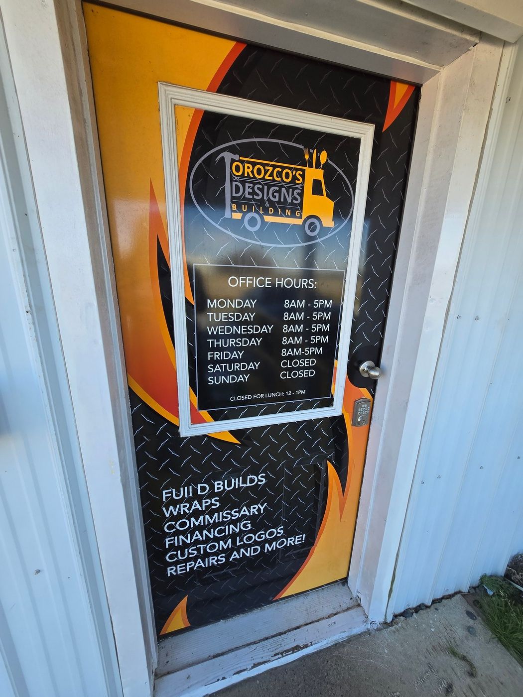 Orozco Designs door vinyl wrap